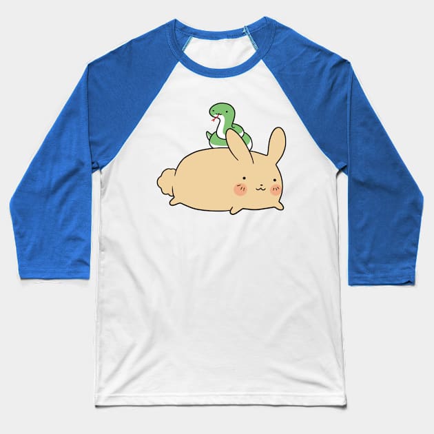 Snake and Bunny Baseball T-Shirt by saradaboru